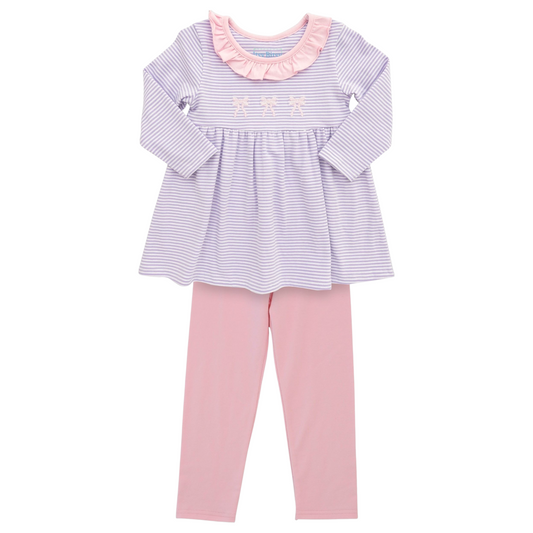 Itsy Bitsy Striped Bow Pant Set