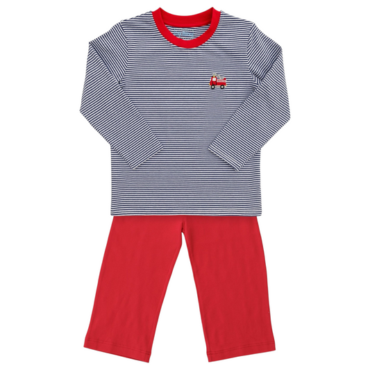Itsy Bitsy Striped Fire Truck Pant Set