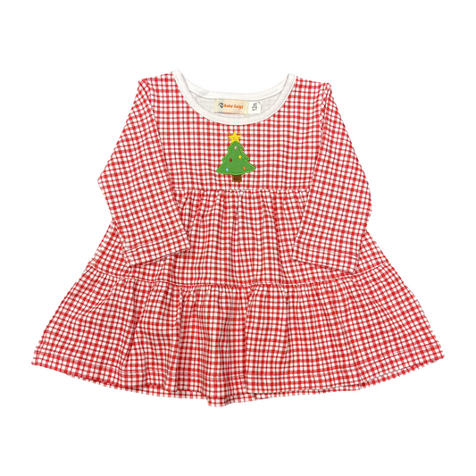 Luigi Christmas Tree Applique Tiered Dress