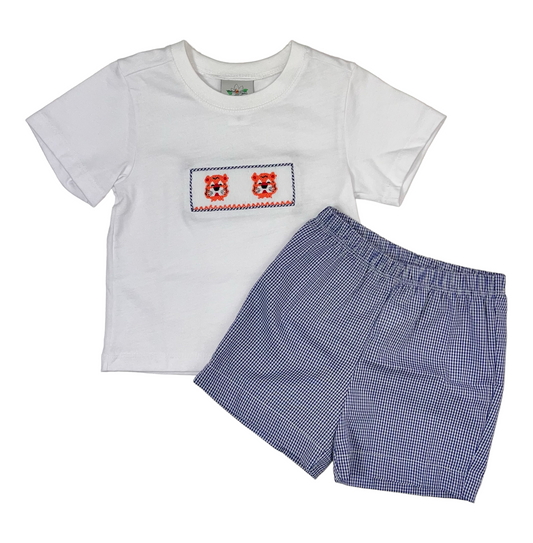 Magnolia Steel Smocked Tiger Short Set