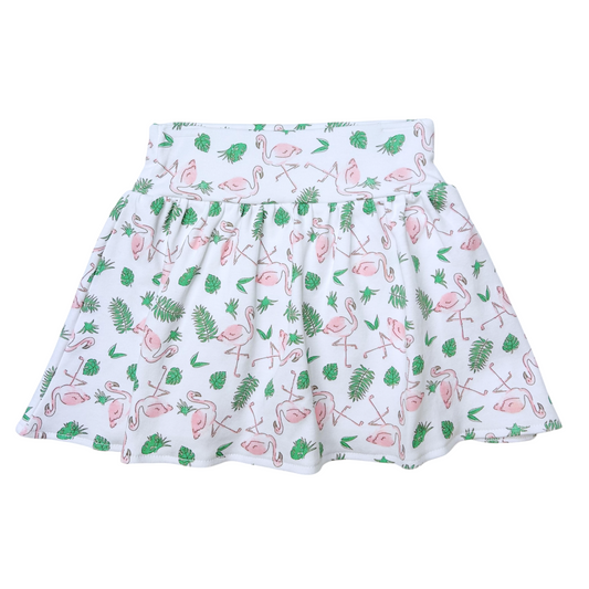 Luigi Flamingo Print Gathered Skort