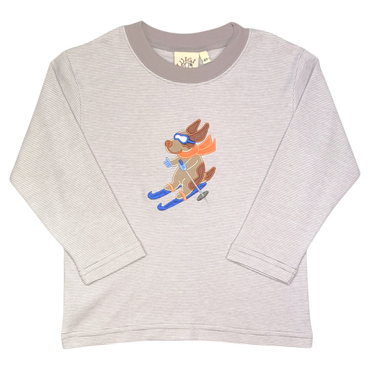Luigi Striped Skiing Dog T-Shirt