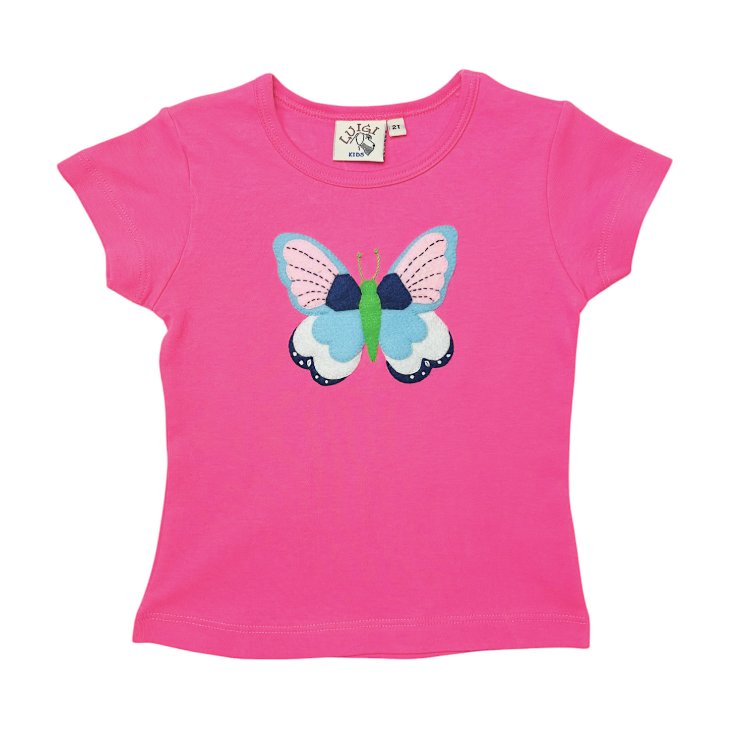 Luigi Butterfly Hand Applique Cap Sleeve T'shirt