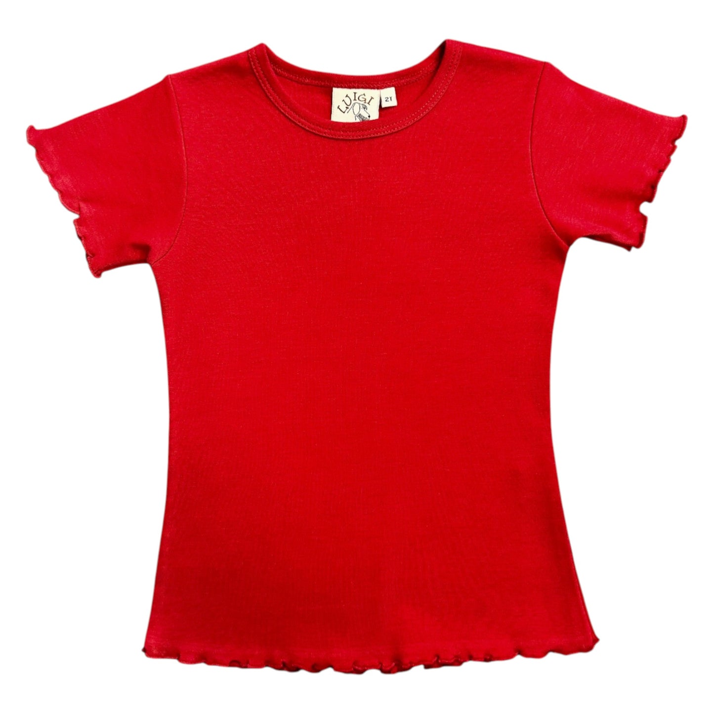 Luigi Solid Cotton Lettuce Edge T-Shirt