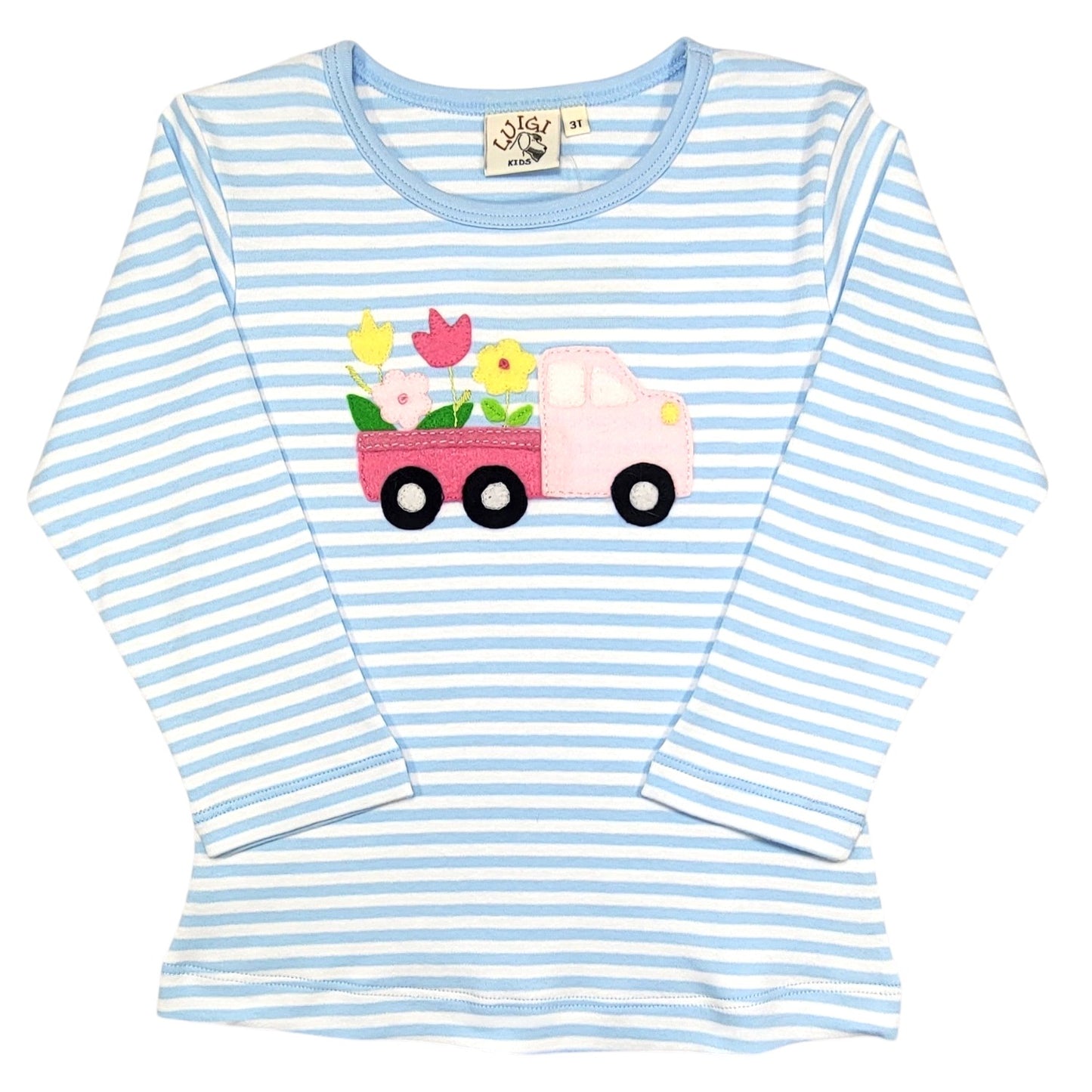 Luigi Stripe Truck With Flowers T-Shirt