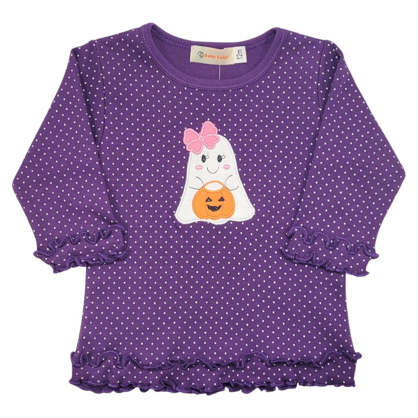 Luigi Halloween Ghost With Bucket Lettuce Edge T-Shirt