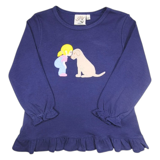Luigi Girl Kissing Labrador Ruffled Swing Top