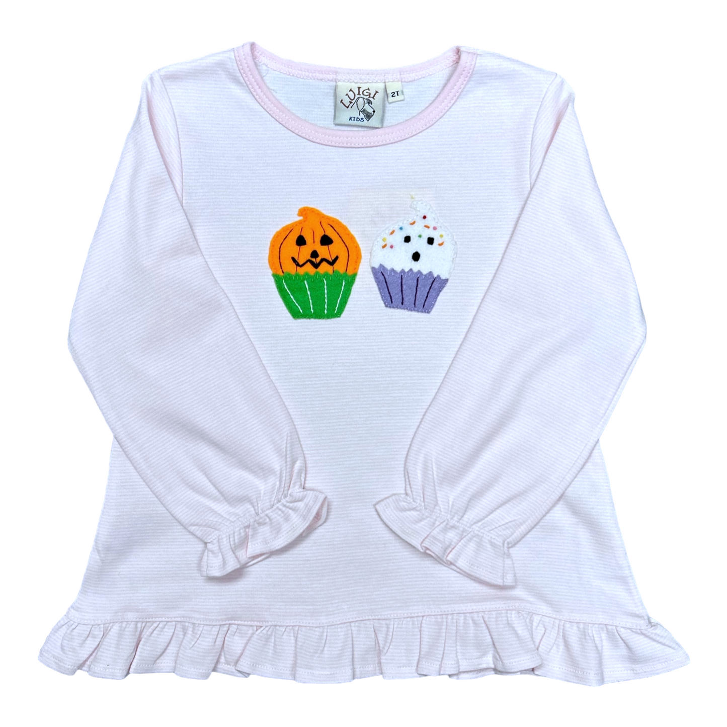 Luigi Halloween Cupcake Hand Applique Swing Top