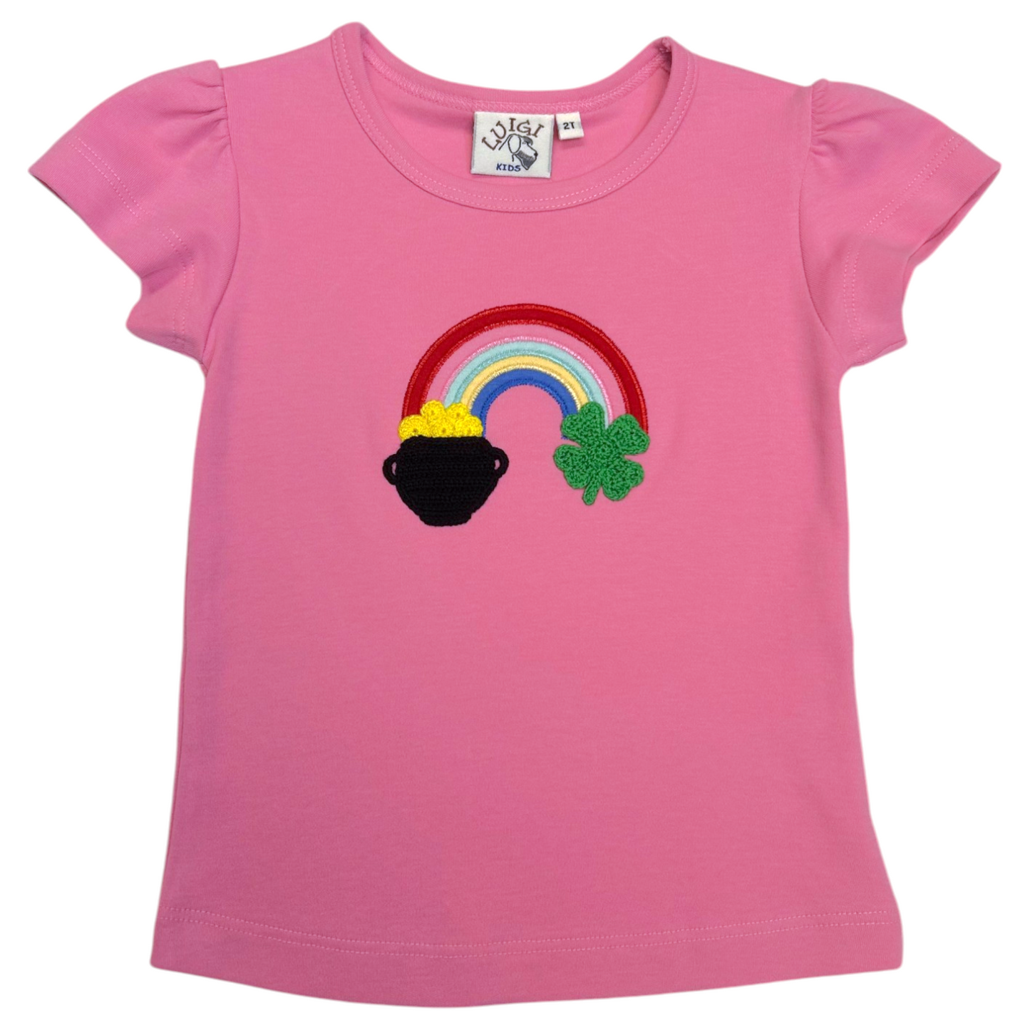 Luigi Pot Of Gold And Rainbow Hand Applique Top