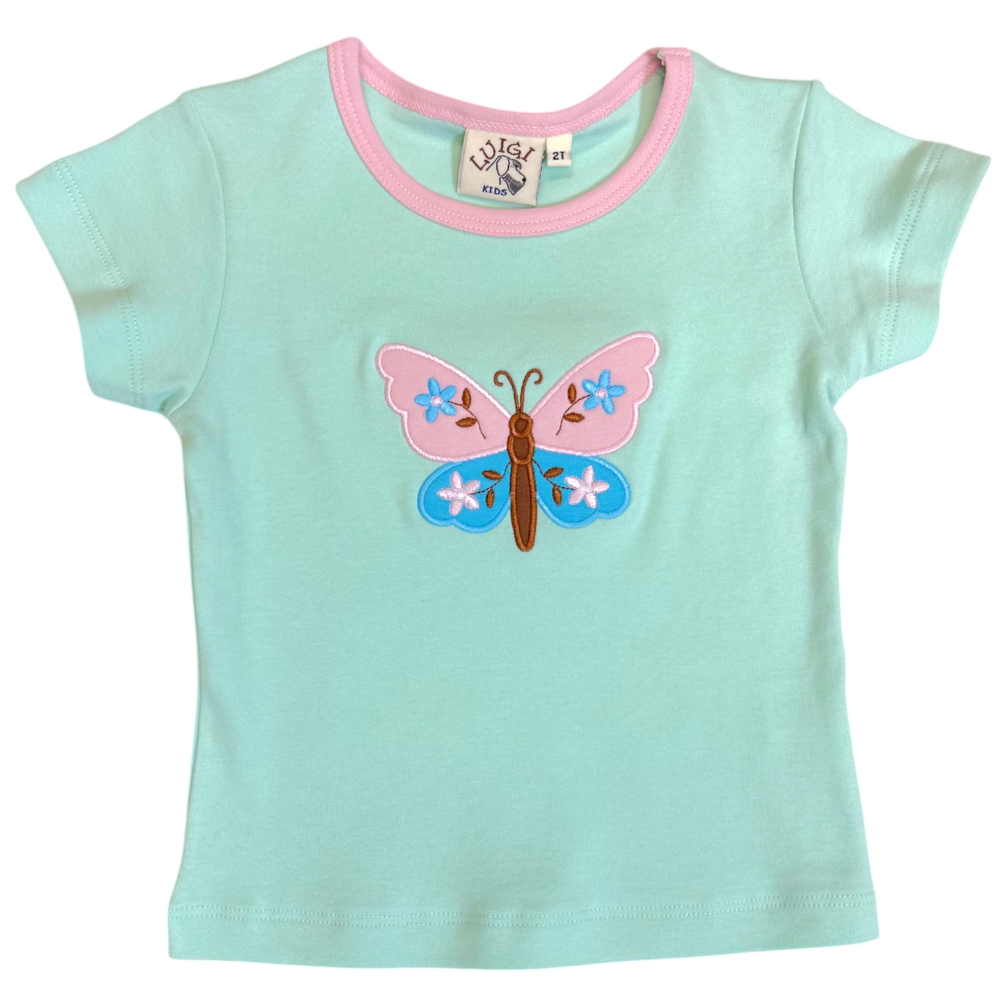 Luigi Butterfly Applique Cap Sleeve Top