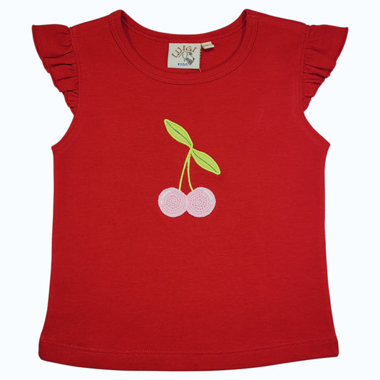 Luigi Cherries Flutter Sleeve Top