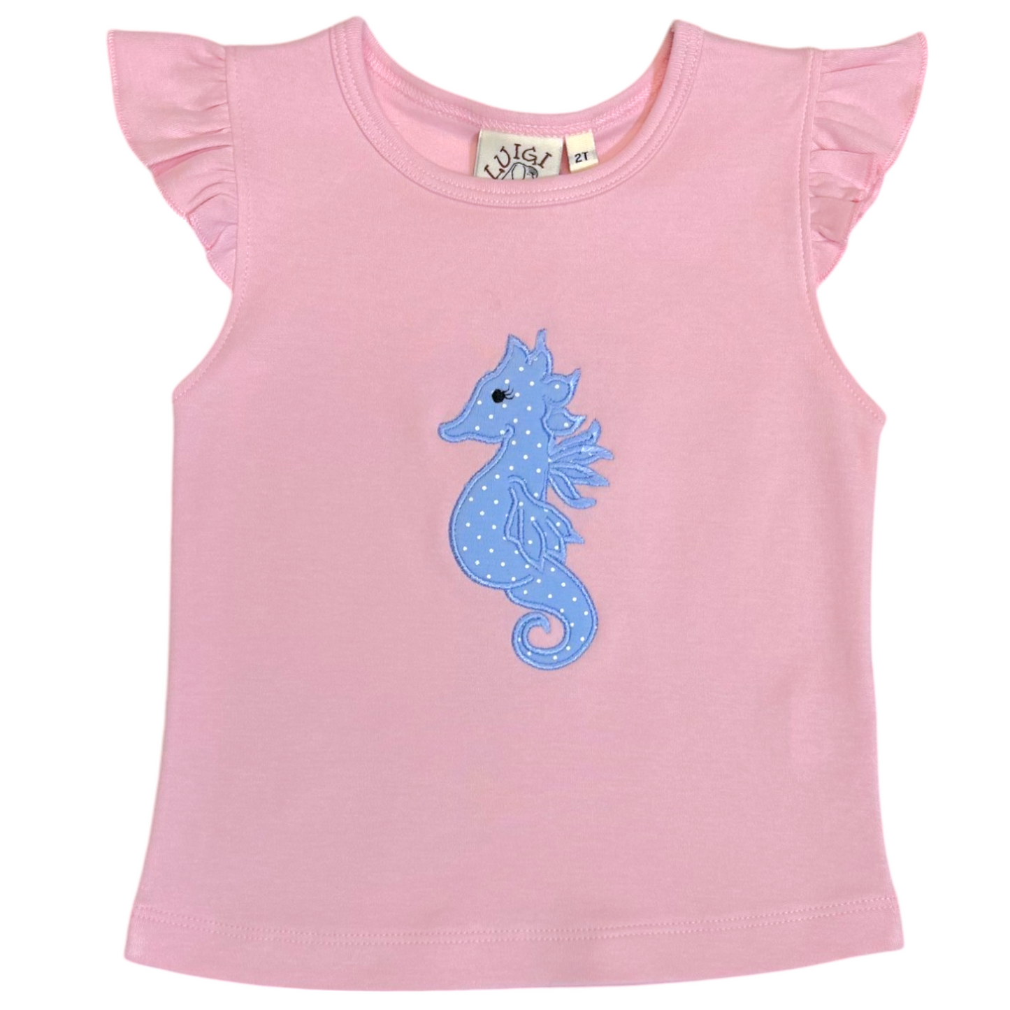 Luigi Seahorse Applique Flutter Sleeve Top