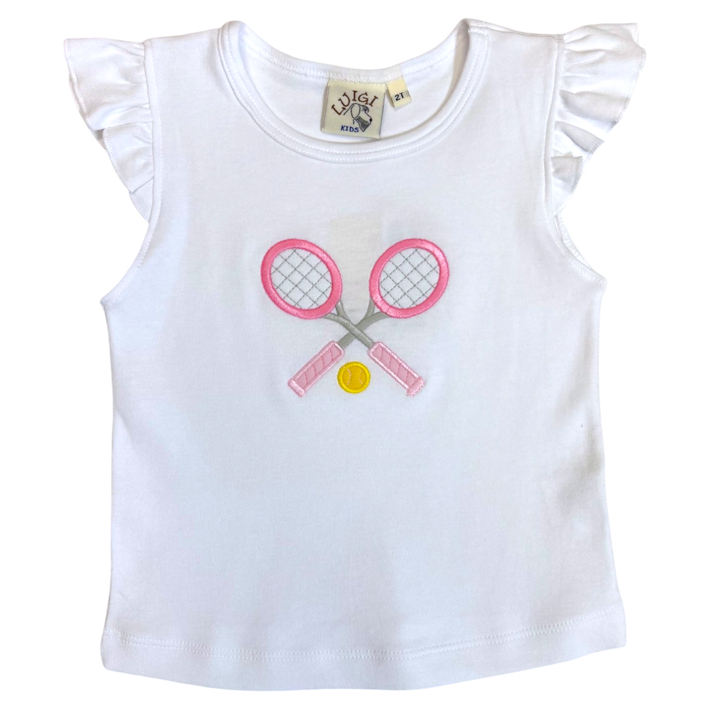 Luigi Tennis Gear Applique Flutter Sleeve Top