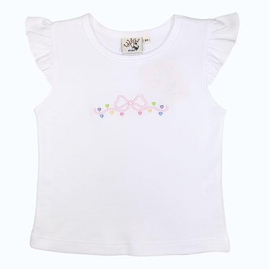 Luigi Bows And Heart Flutter Sleeve Top