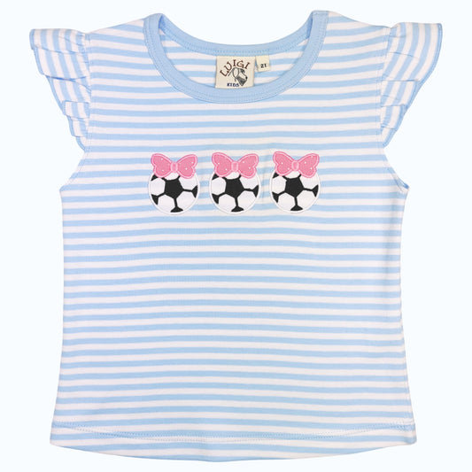 Luigi Soccer Balls With Bows Flutter Sleeve Top