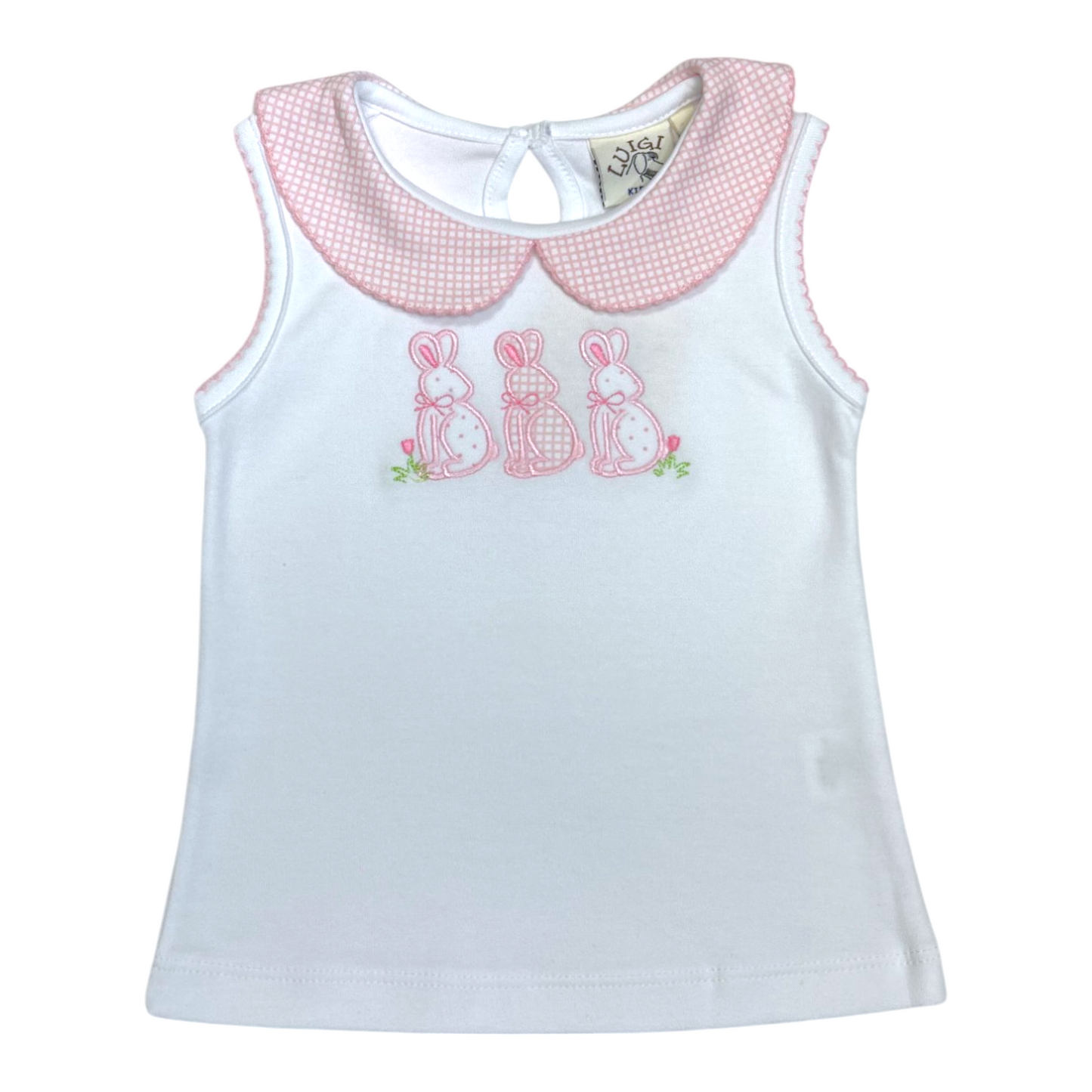 Luigi Trio Of Rabbits Applique Collared Sleeveless Top