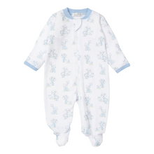 Load image into Gallery viewer, Kissy Kissy Gingham Jungle Blue Zip Footie