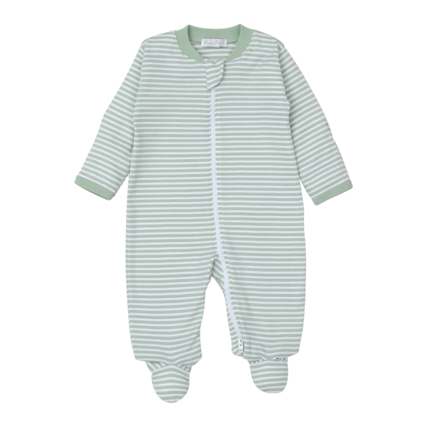 Kissy Kissy Big Hearted Bears Stripe Zip Footie