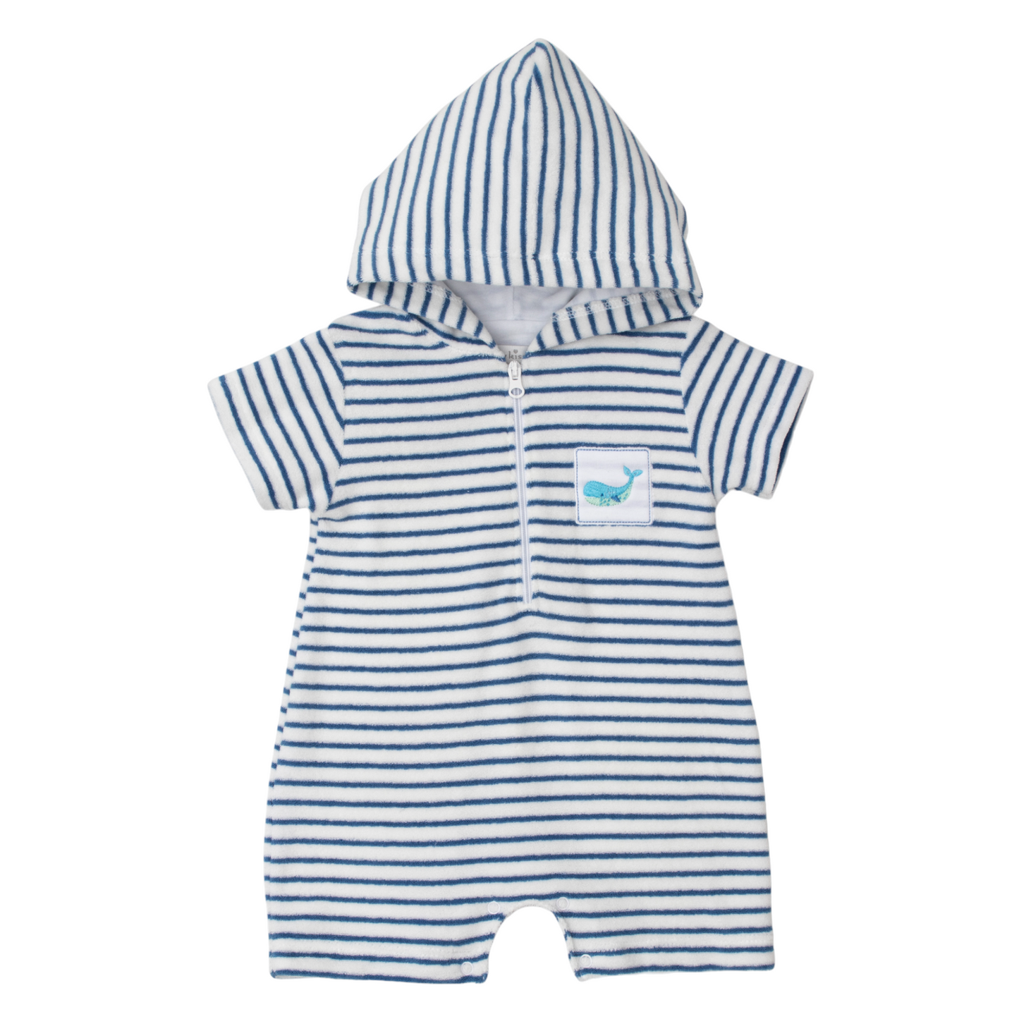 Kissy Kissy Watercolors Whales Terry Stripe Romper