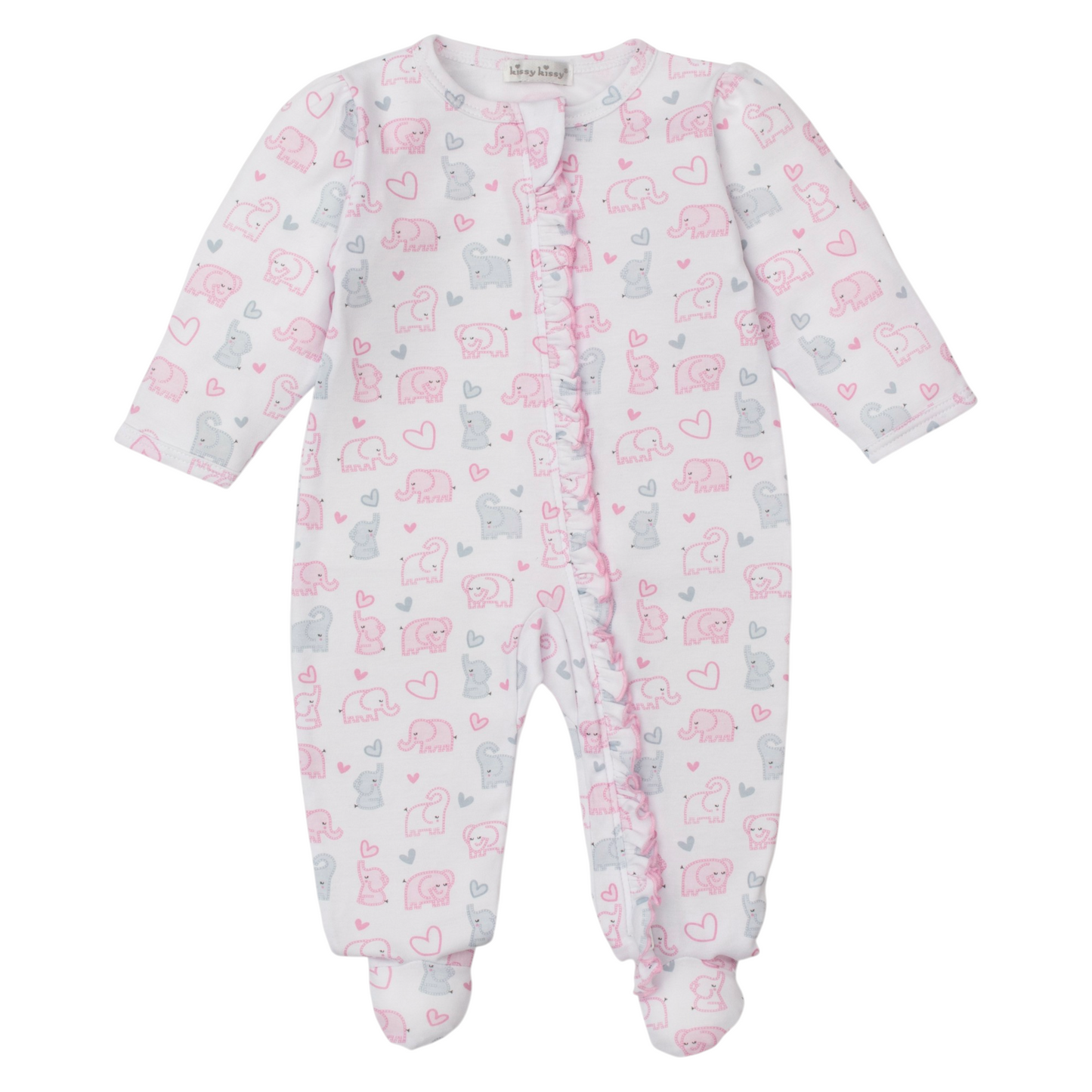 Kissy Kissy Baby Elephant Hearts Zip Footie