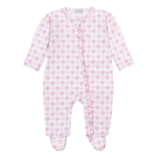 Kissy Kissy Windowpane Bows Zip Footie