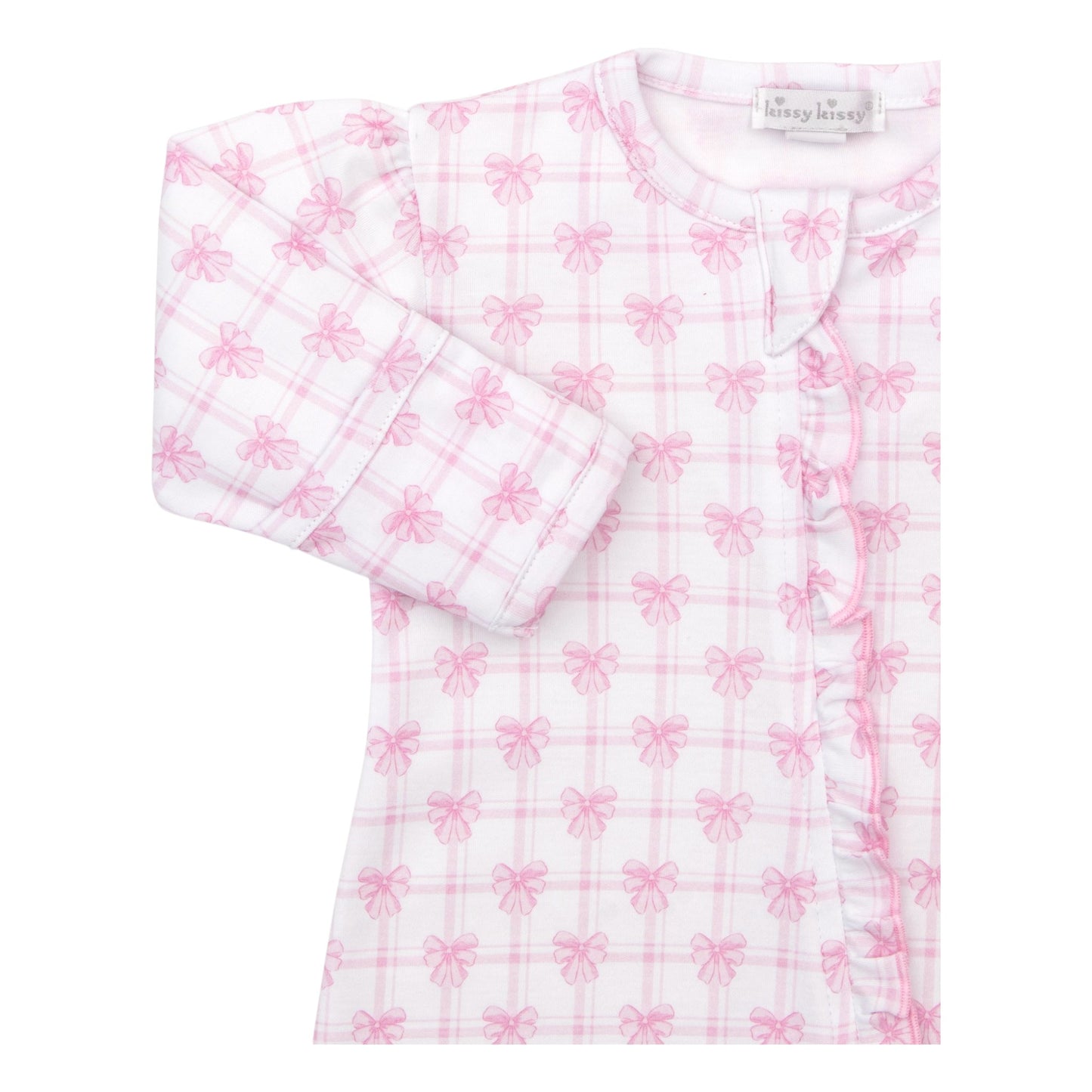 Kissy Kissy Windowpane Bows Zip Footie