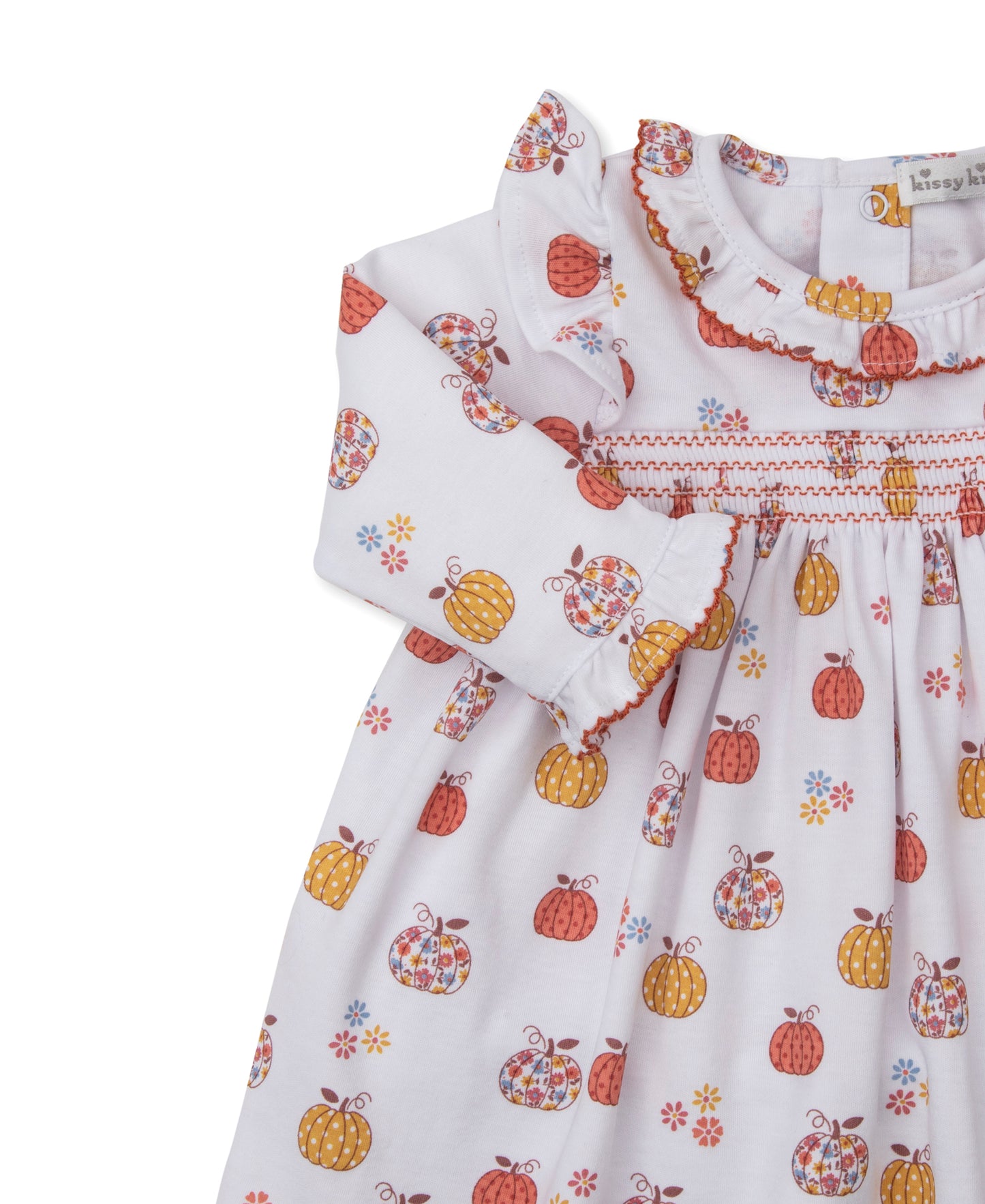 Kissy Kissy Patchwork Pumpkin Floral Smocked Dress Set