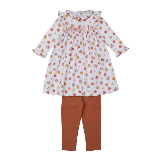 Kissy Kissy Patchwork Pumpkin Floral Smocked Dress Set