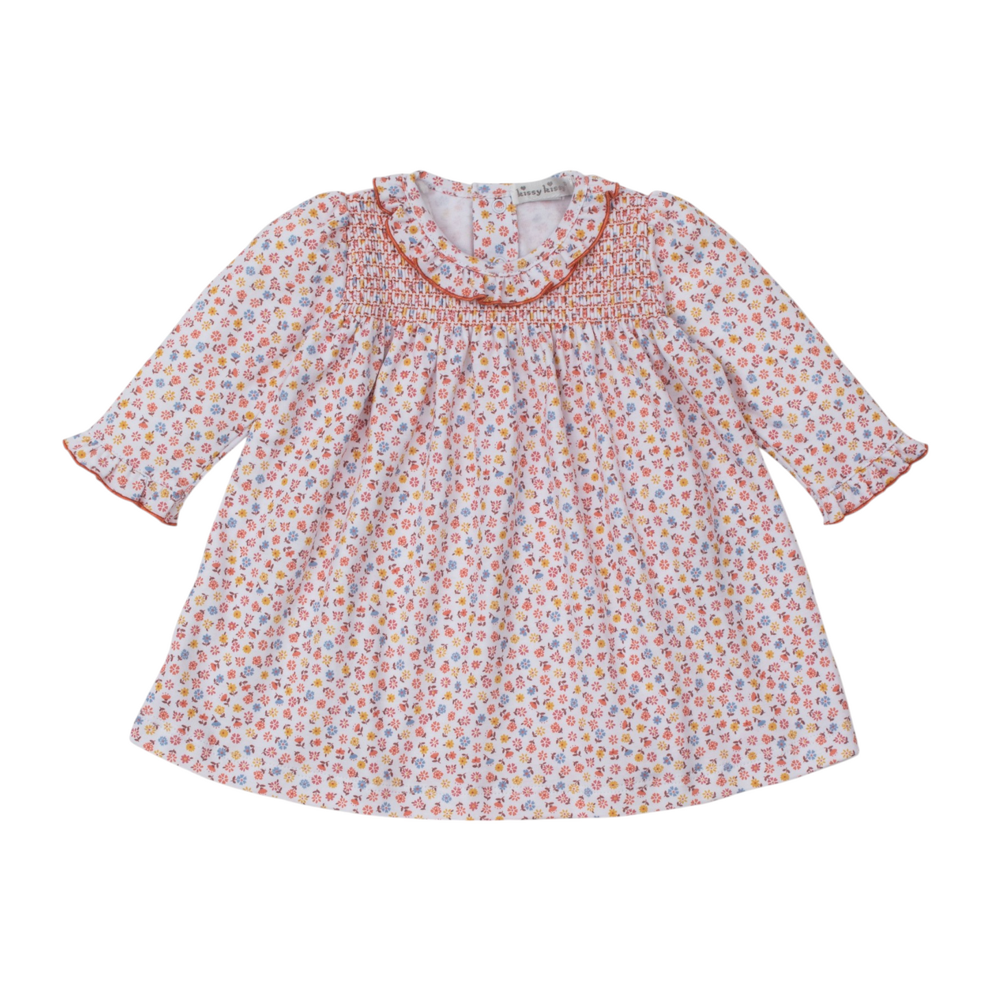 Kissy Kissy Patchwork Pumpkin Floral Smocked Dress Set