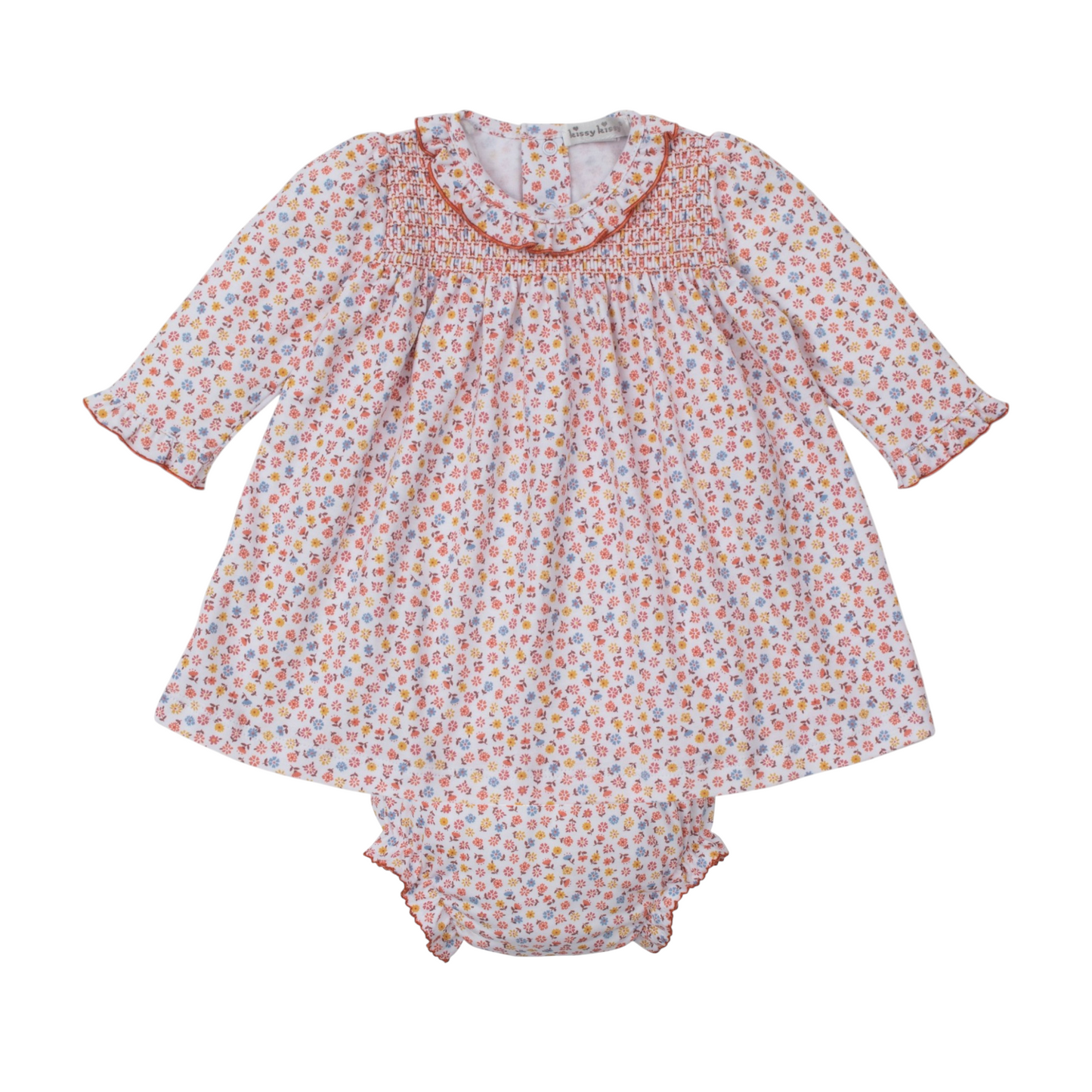 Kissy Kissy Patchwork Pumpkin Floral Smocked Dress Set