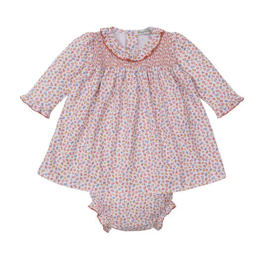 Kissy Kissy Patchwork Pumpkin Floral Smocked Dress Set