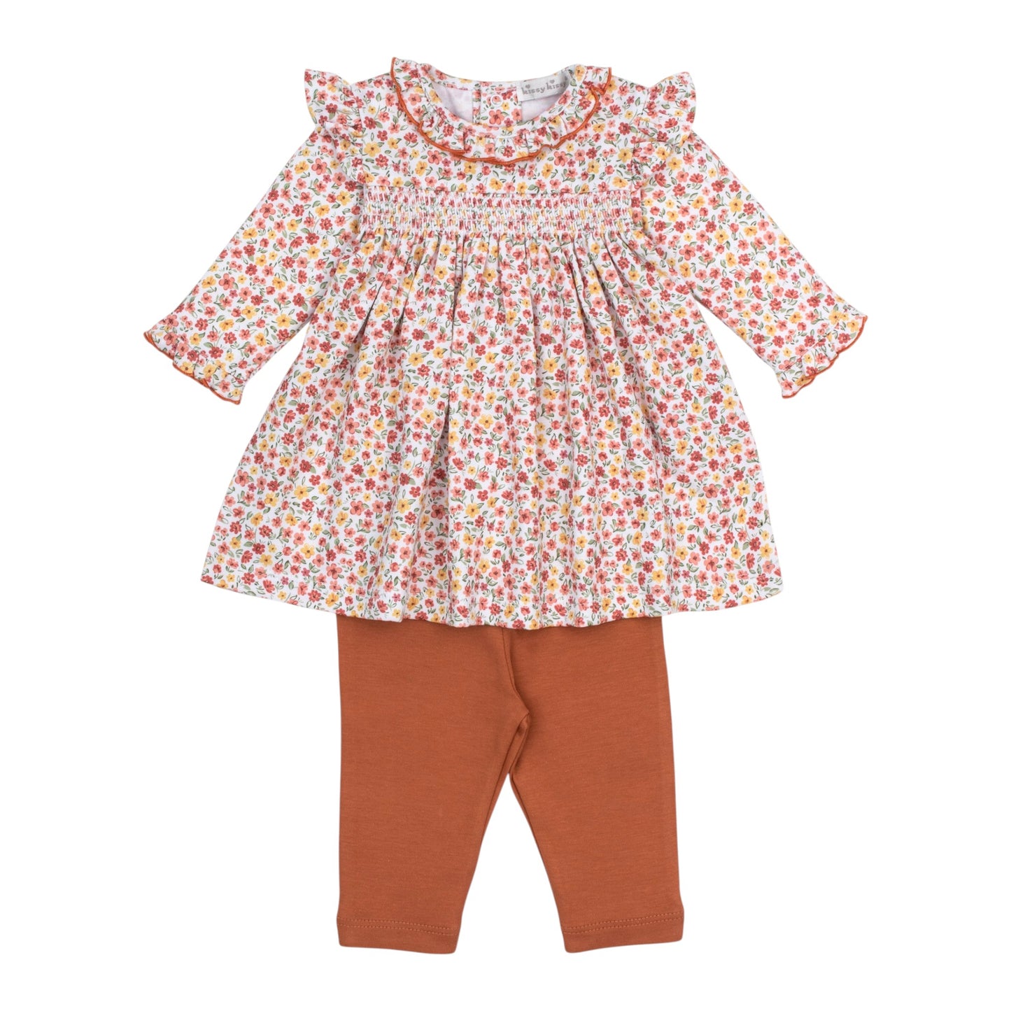 Kissy Kissy Smocked Fall Floral Garden Dress Set- Infant