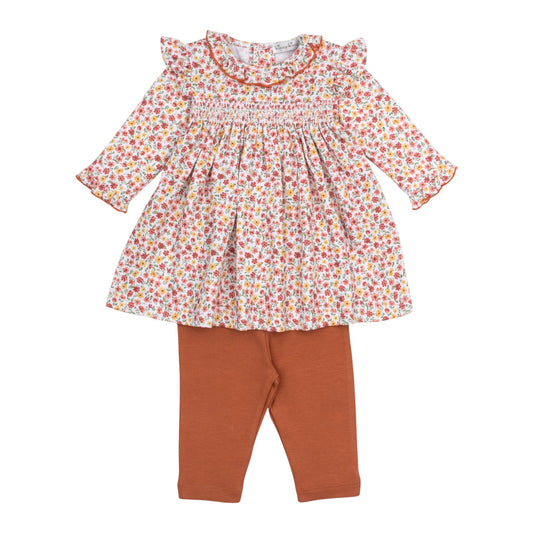Kissy Kissy Smocked Fall Floral Garden Dress Set- Infant