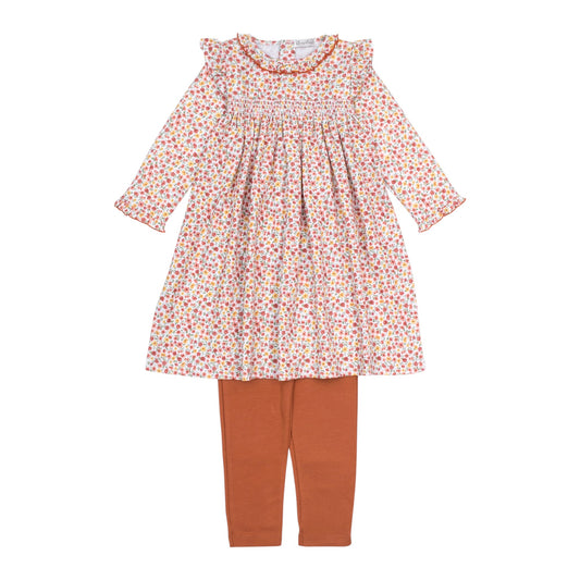 Kissy Kissy Smocked Fall Floral Garden Dress Set- Toddler