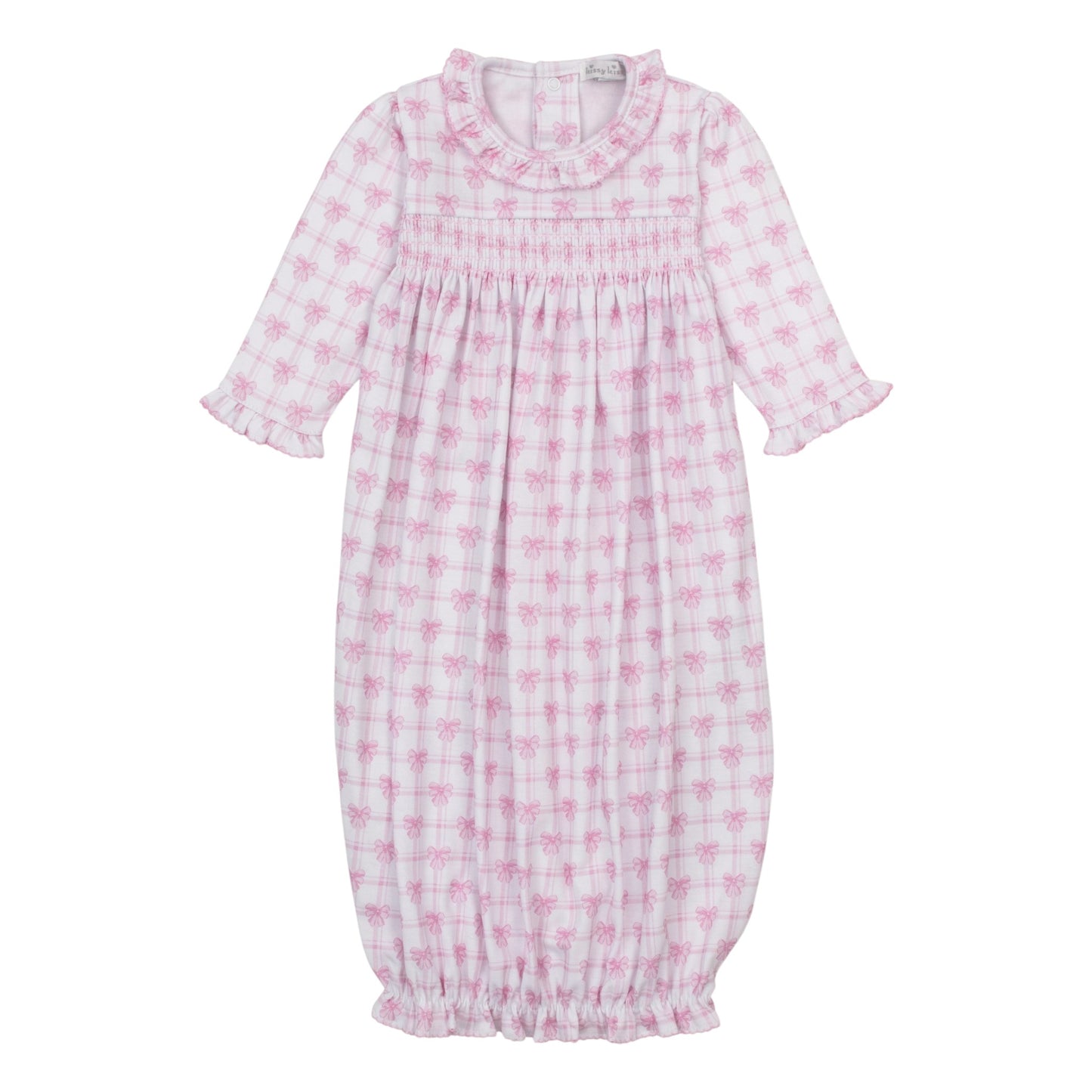 Kissy Kissy Smocked Windowpane Bows Gown