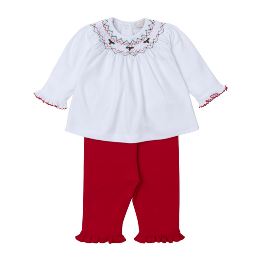 Kissy Kissy CLB Holiday Medley Hand Smocked Pant Set