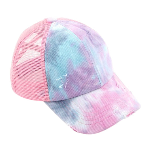 Truly Contagious Tie Dye Criss Cross Ponytail Ball Cap
