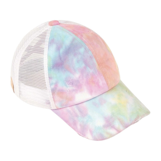 Truly Contagious Tie Dye Criss Cross Ponytail Ball Cap