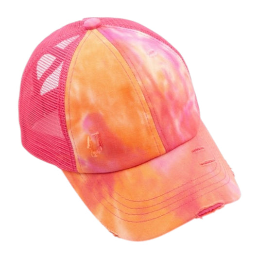 Truly Contagious Tie Dye Criss Cross Ponytail Ball Cap