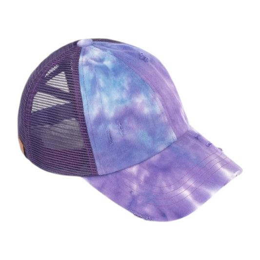 Truly Contagious Tie Dye Criss Cross Ponytail Ball Cap