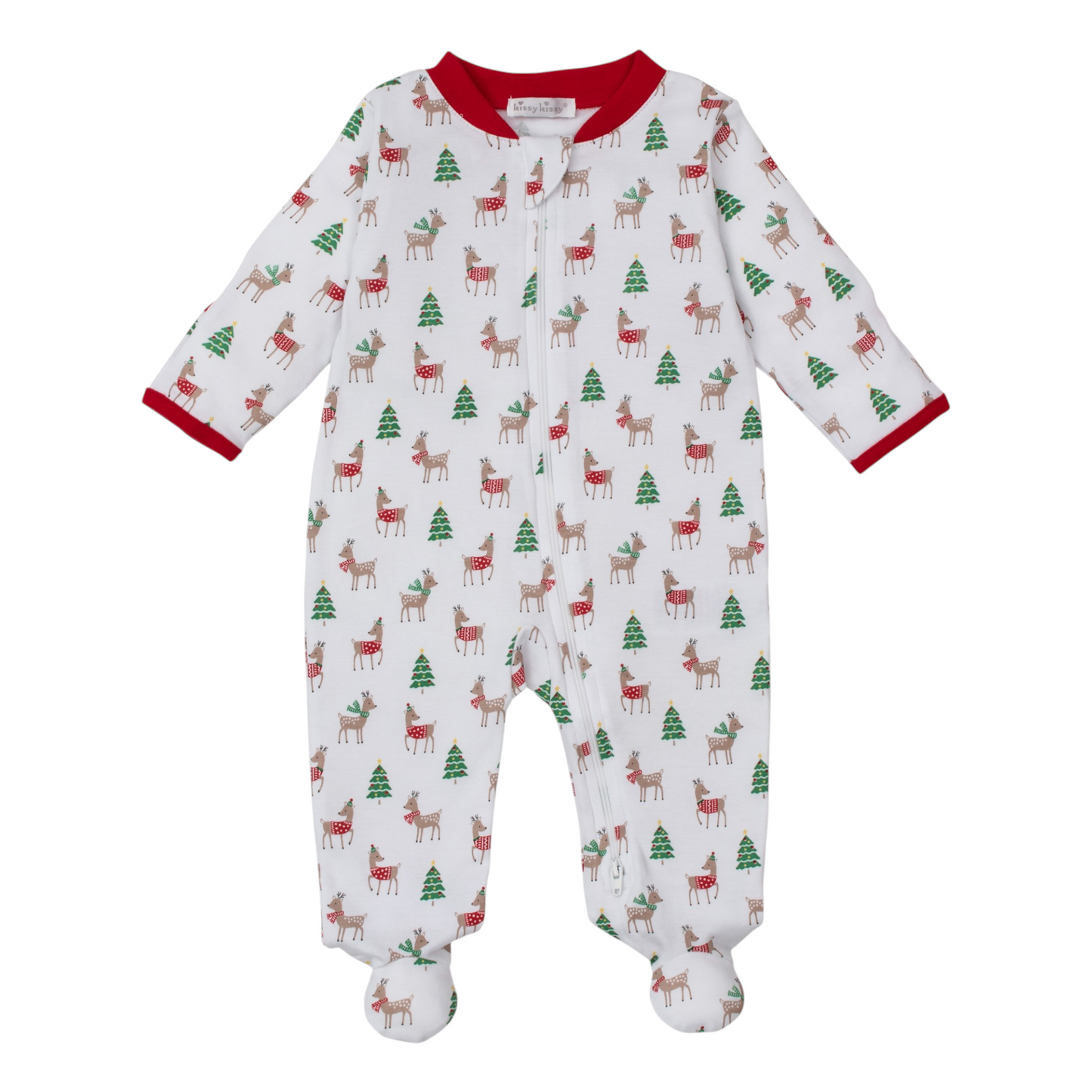 Kissy Kissy Christmas Reindeer Zip Footie