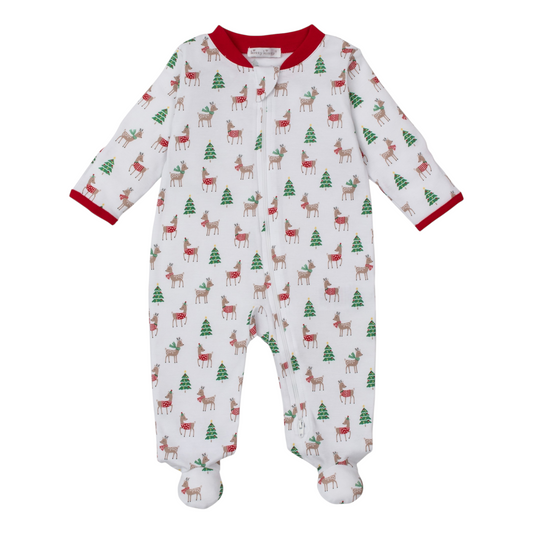 Kissy Kissy Christmas Reindeer Zip Footie