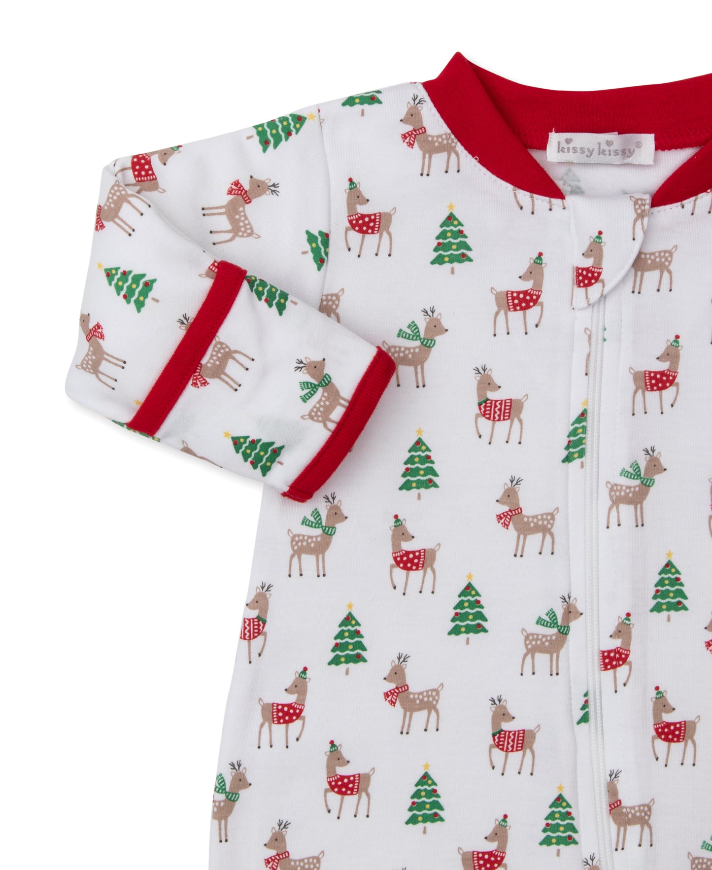 Kissy Kissy Christmas Reindeer Zip Footie