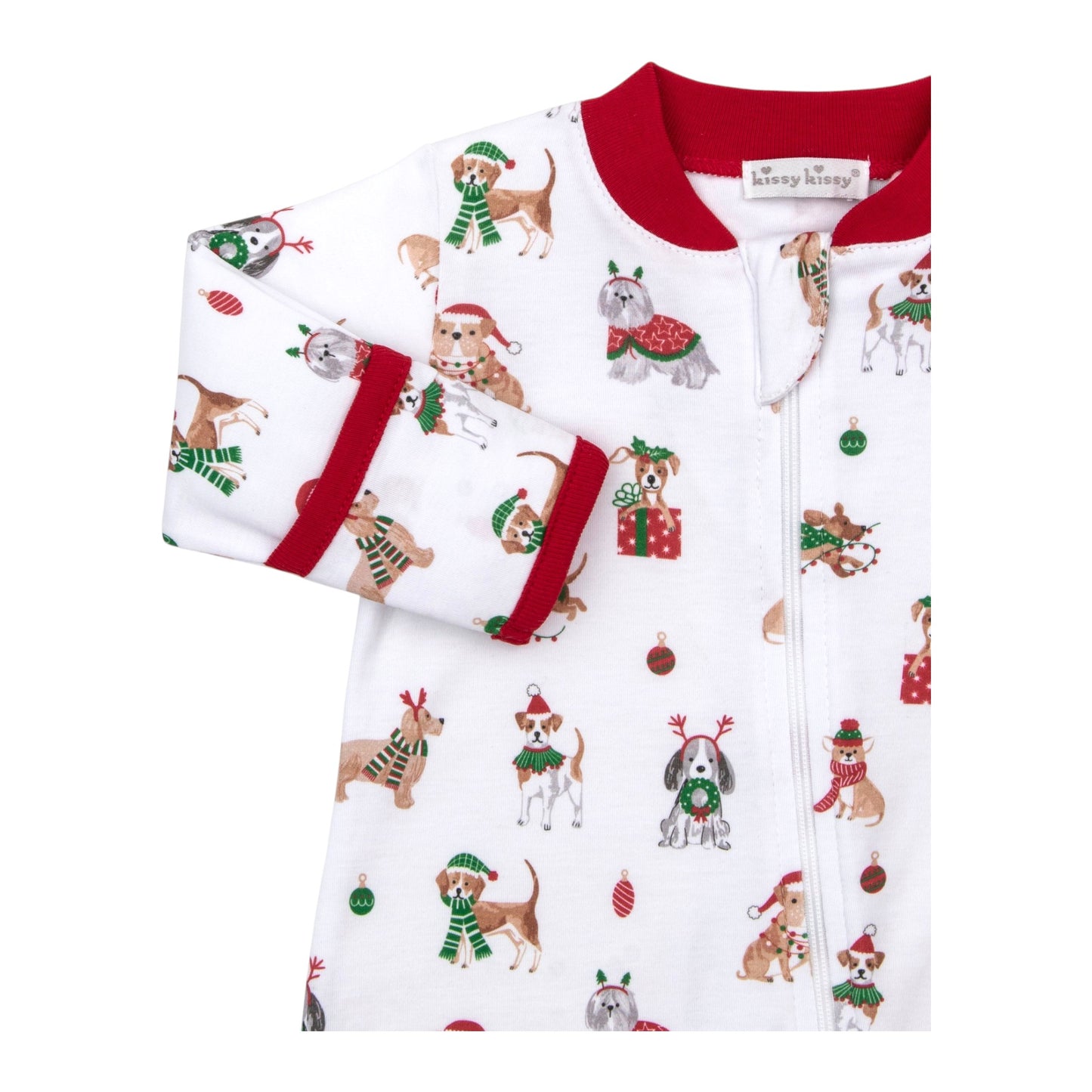 Kissy Kissy Santa's Merry Pups Zip Footie