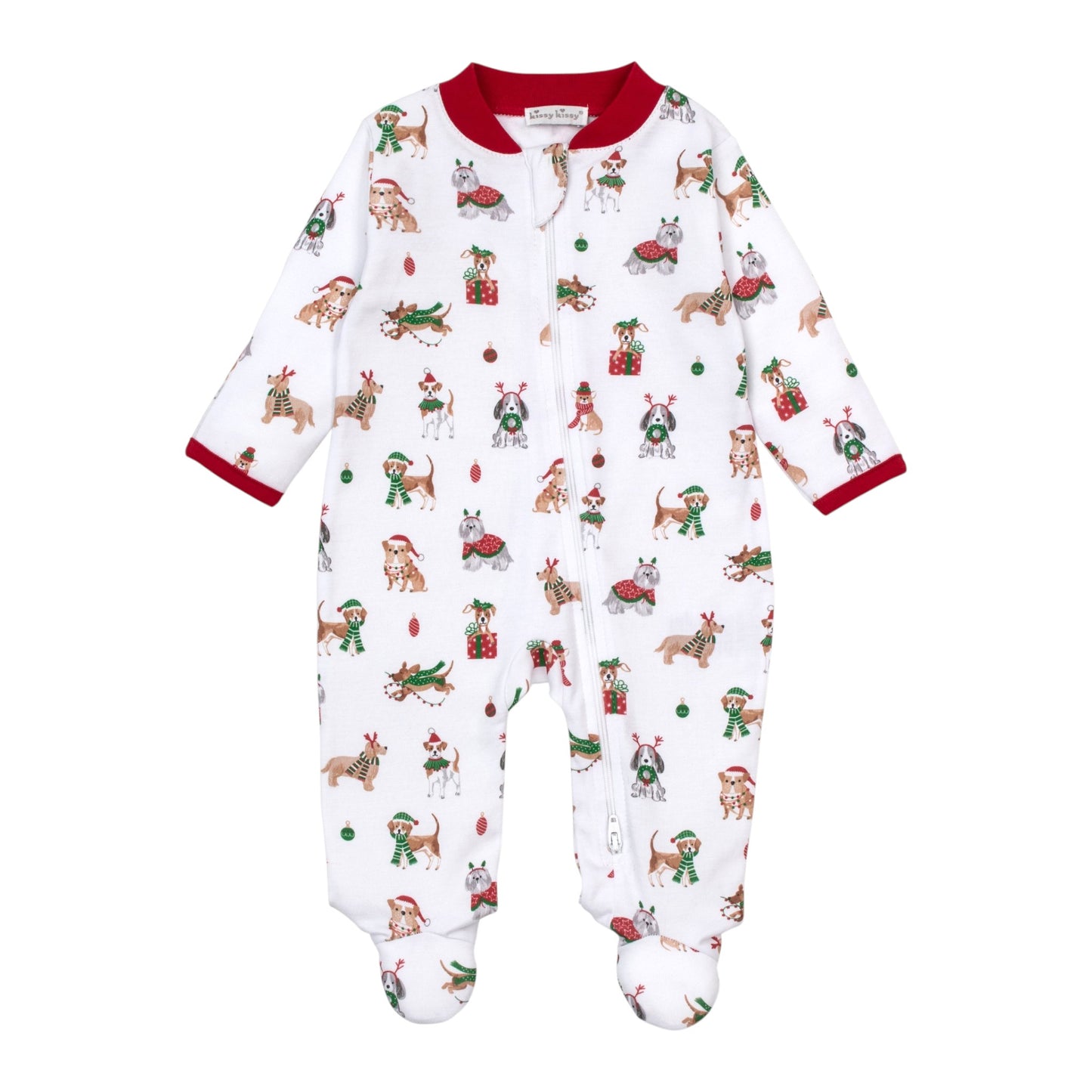 Kissy Kissy Santa's Merry Pups Zip Footie