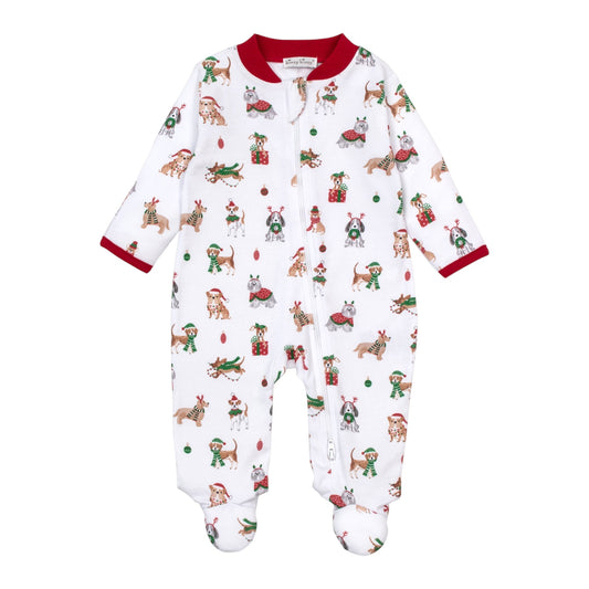 Kissy Kissy Santa's Merry Pups Zip Footie