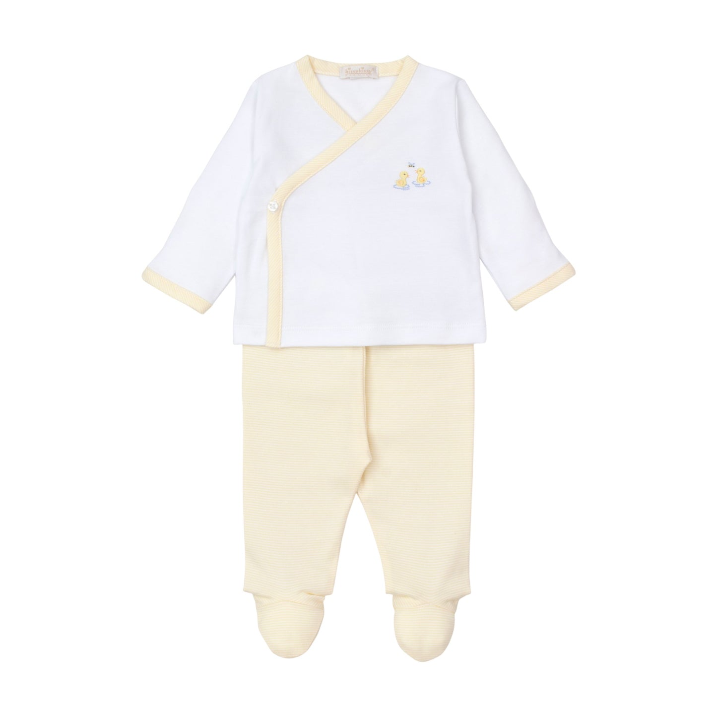 Kissy Kissy Premier Duck Pond Paddles Hand Emb Stripe Footed Pant Set