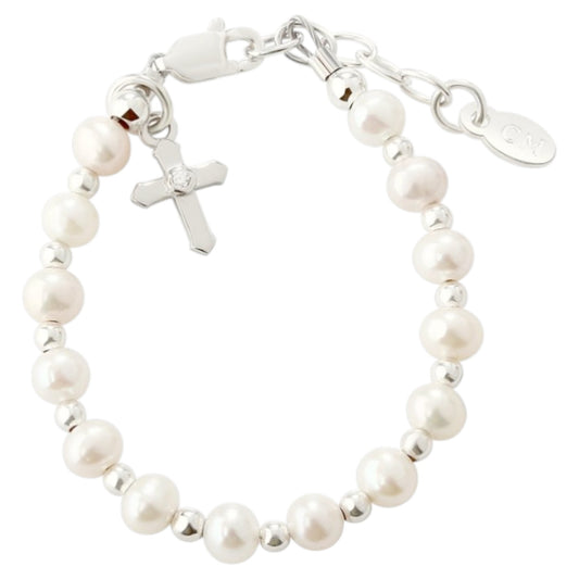 Cherished Moments Kaitlyn Pearl Bracelet With Cross