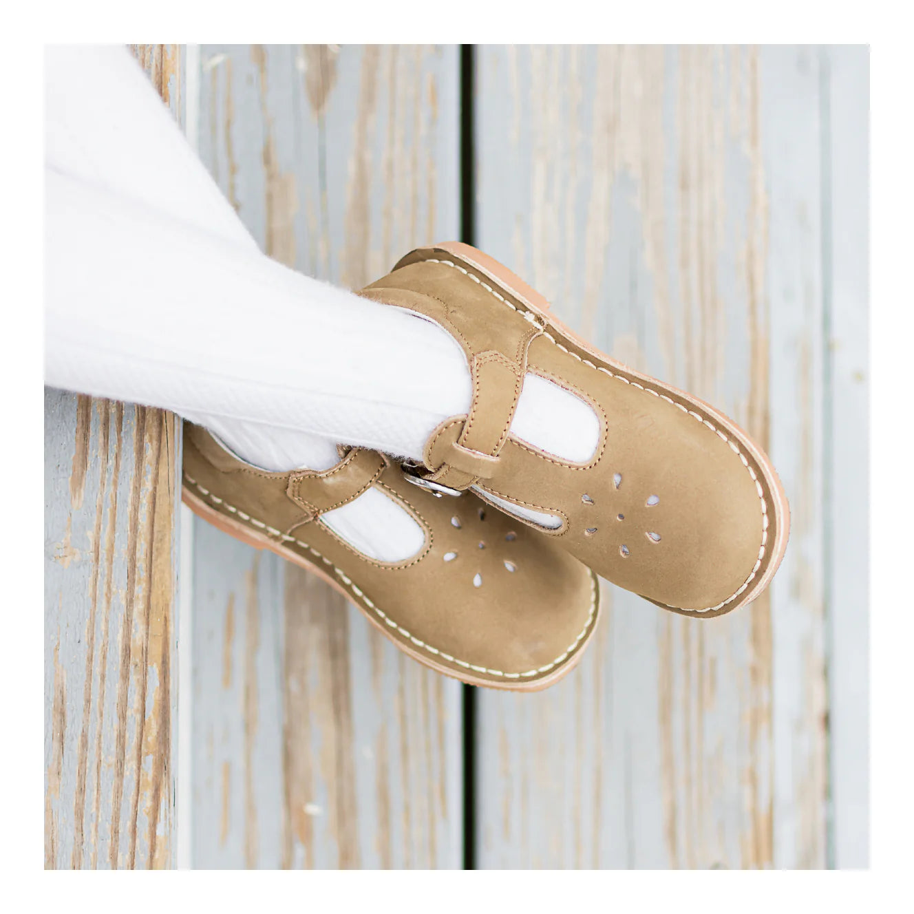 L'Amour Joy Classic Nubuck Leather T-Strap Mary Jane