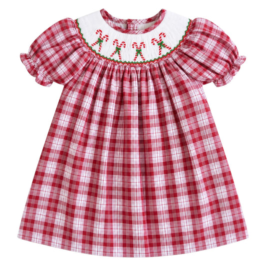 Sweet Dreams Smocked Candy Cane Dress